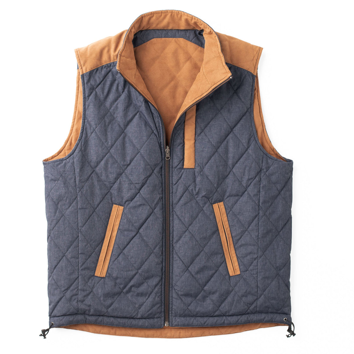 High Point Nylon & Microsuede Reversible Vest - Whiskey / Navy