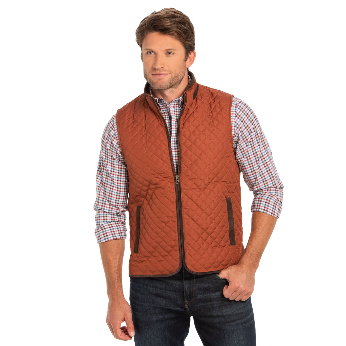 Houston Diamond Quilted Nylon Vest - Copper