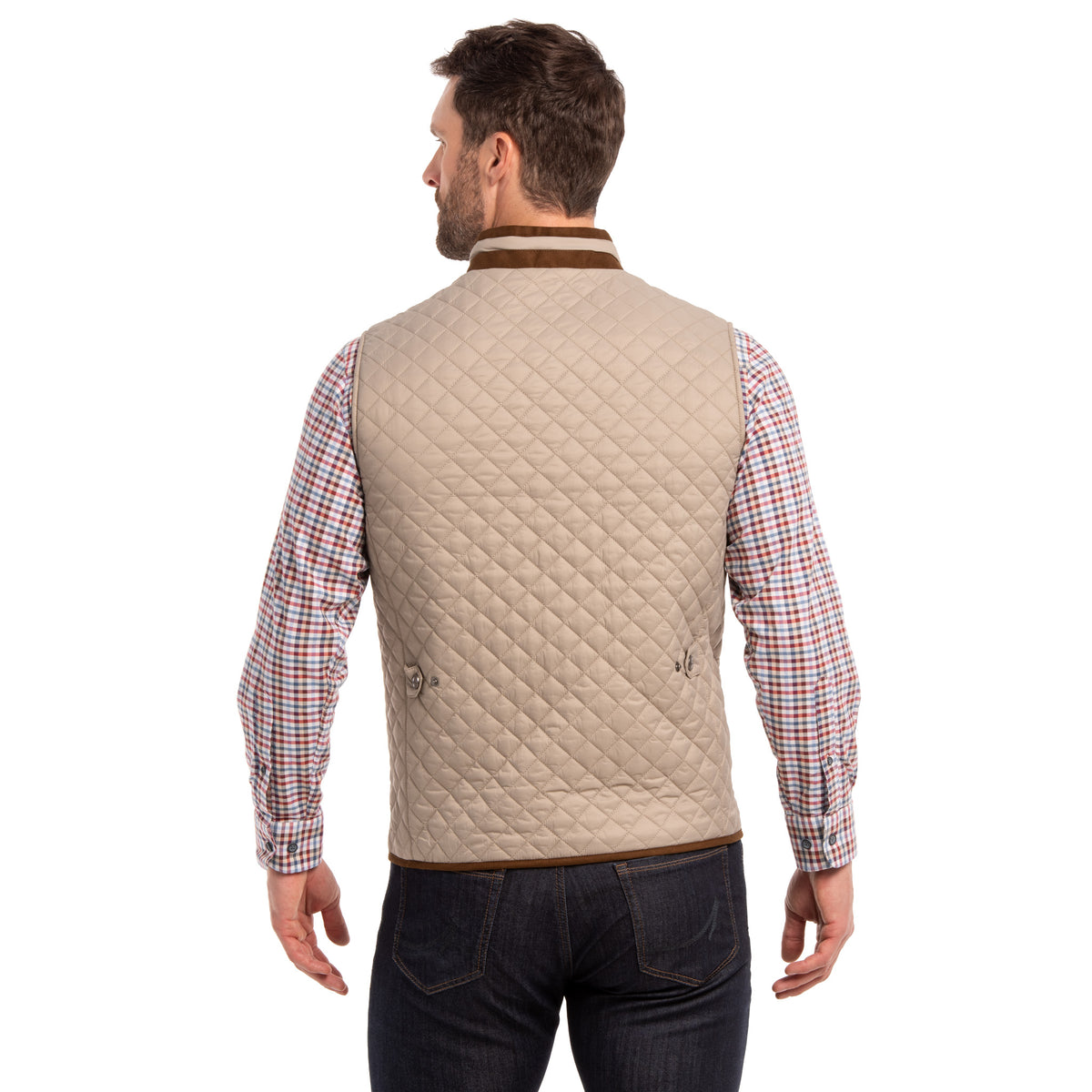 Houston Diamond Quilted Nylon Vest - Taupe