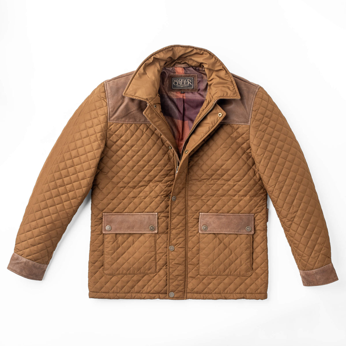 Ingram Diamond Quilted Nylon Jacket with Leather Trim - Golden