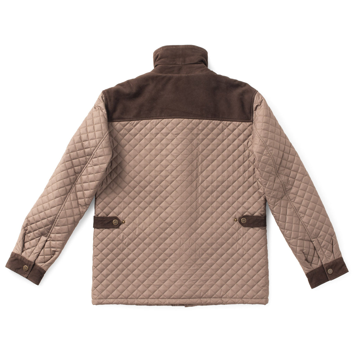 Ingram Diamond Quilted Nylon Jacket with Leather Trim - Dark Khaki