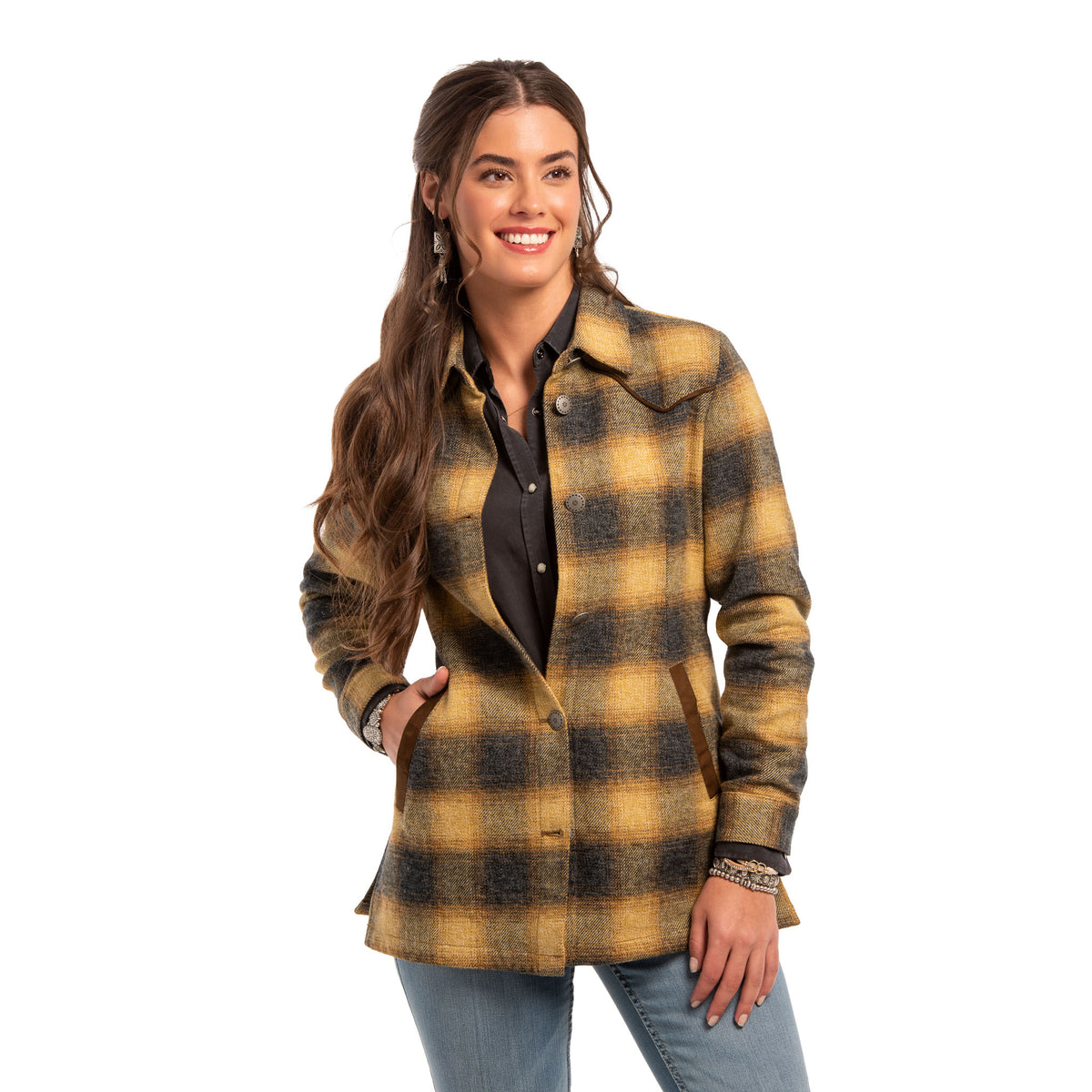 Katie Ombré Plaid Shirt Jacket