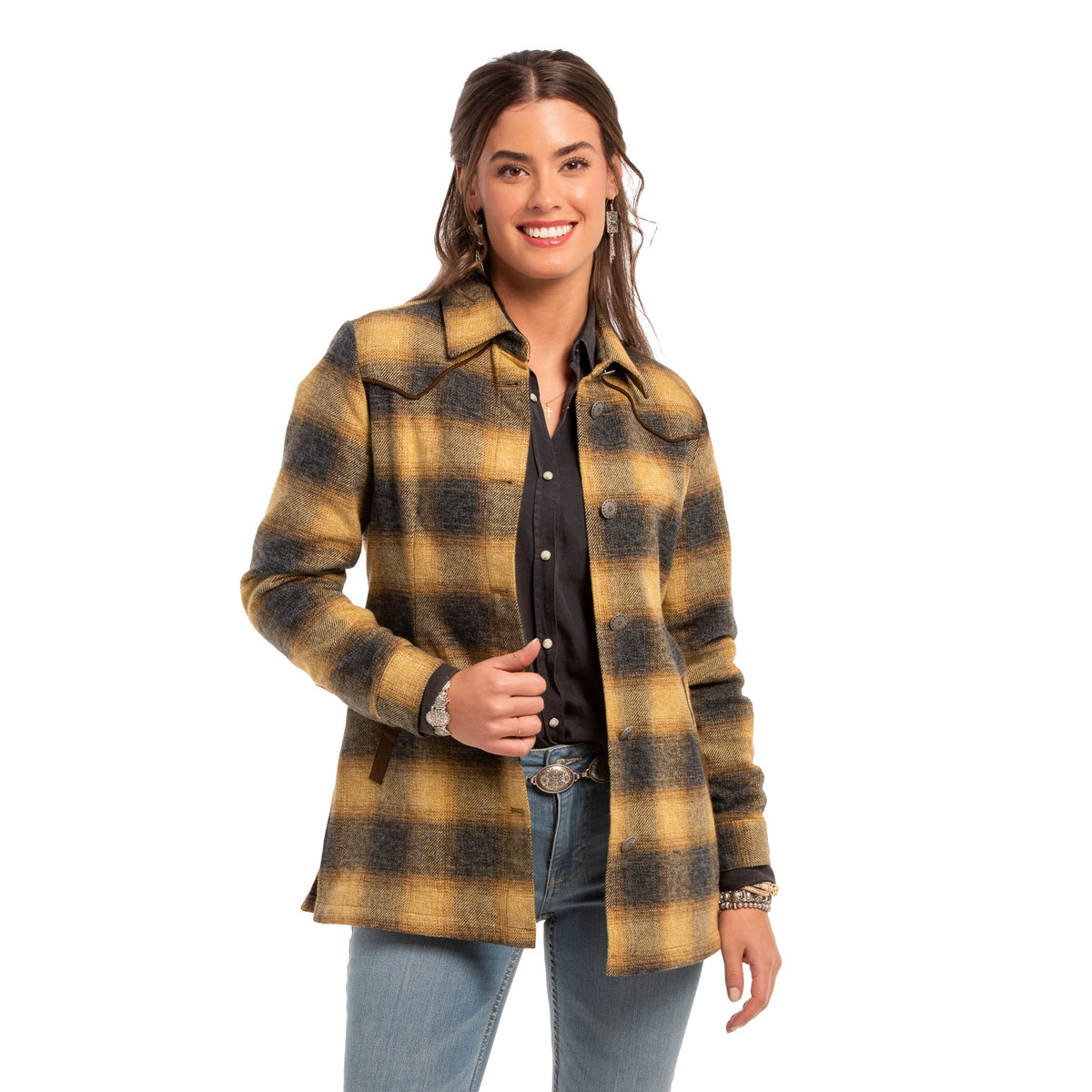 Katie Ombré Plaid Shirt Jacket