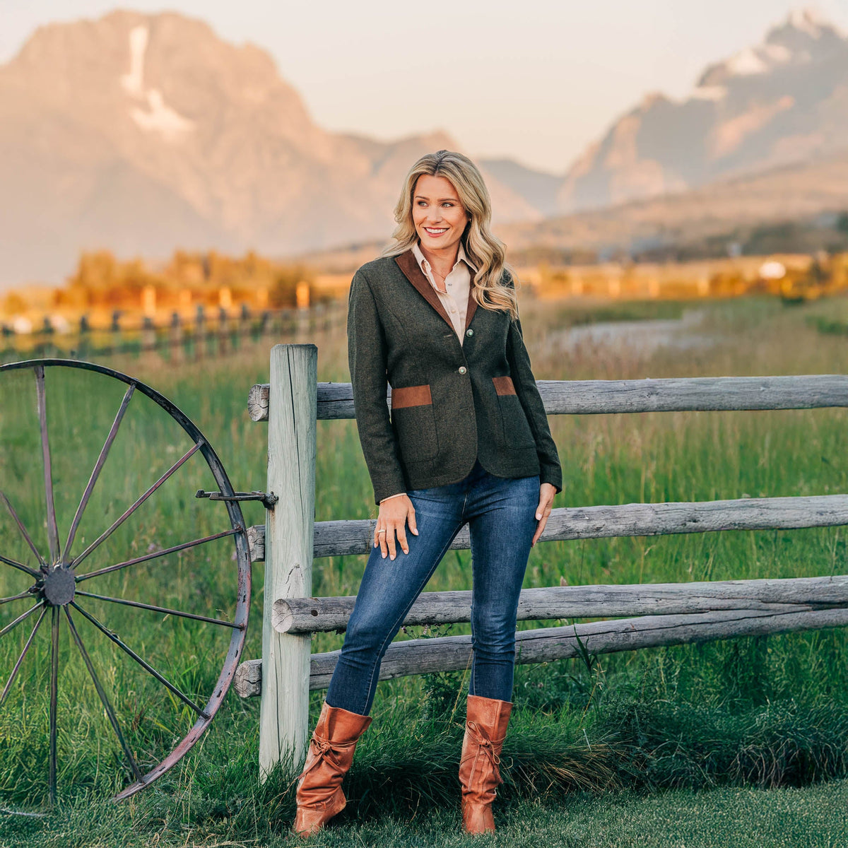 Katmai Herringbone Wool Blazer - Pine Herringbone