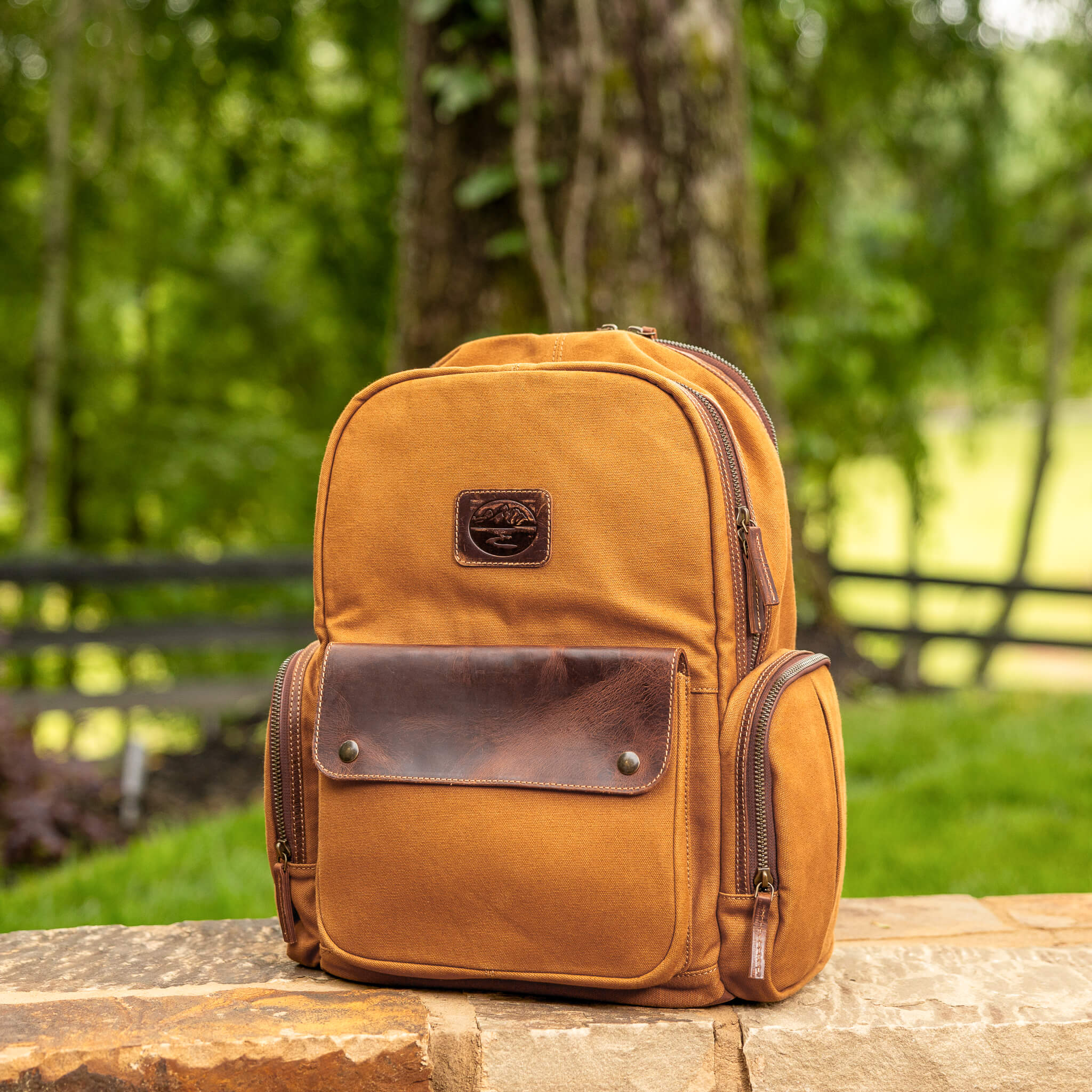 Leather Trimmed Canvas Backpack - Madison Creek Outfitters