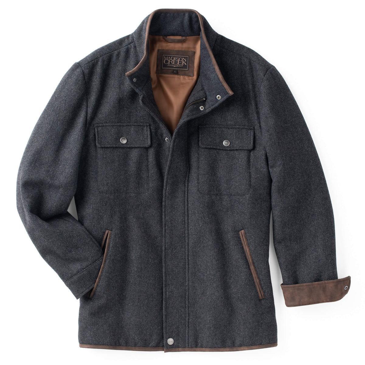 Grayson Wool Blend Shirt Jacket – Charcoal &amp; Tan Plaid