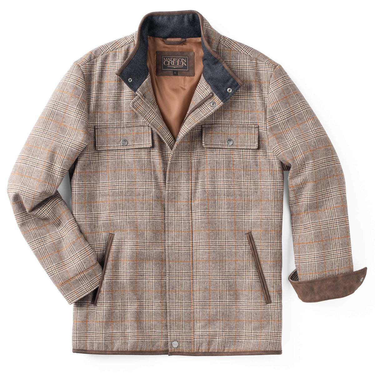 Grayson Wool Blend Shirt Jacket - Tan Glen Plaid