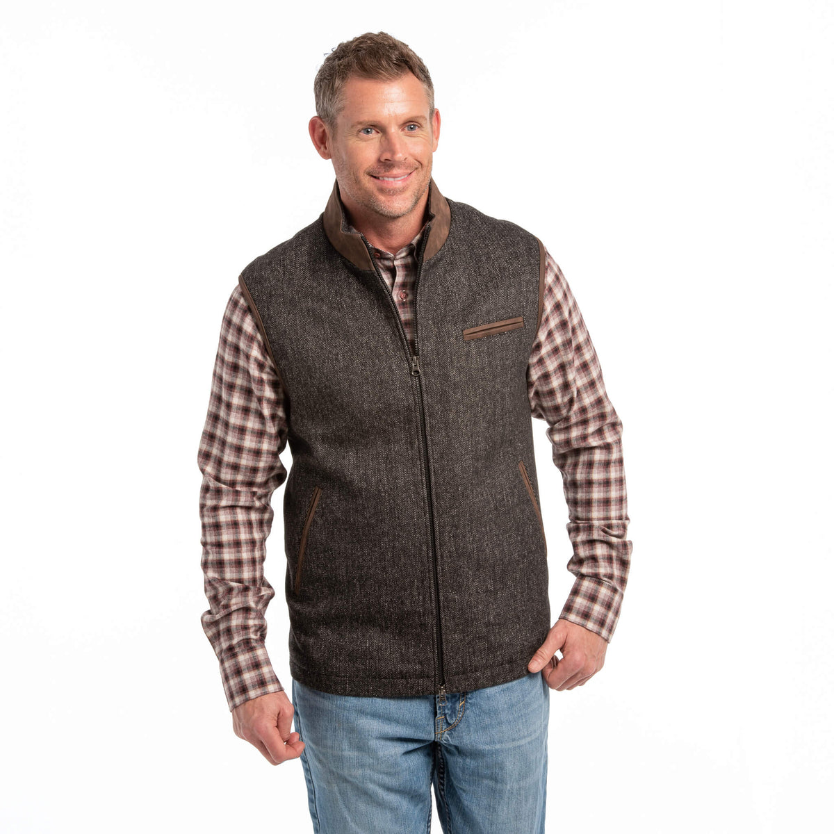 McKinney Wool Blend Vest - Wheat Herringbone