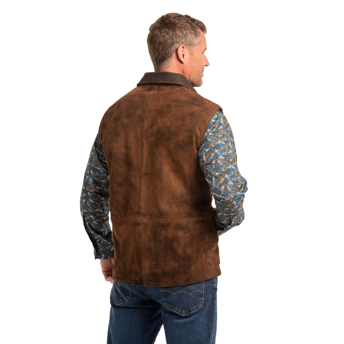 Memphis Goat Nubuck & Wool Lightweight Reversible Vest - Tobacco / Charcoal