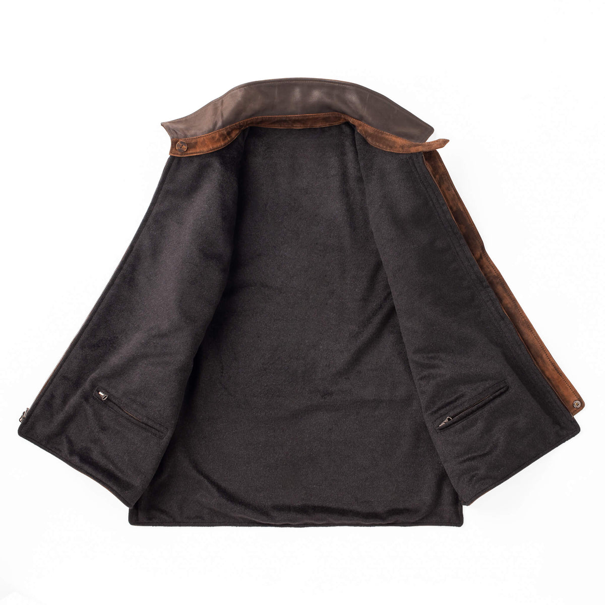 Memphis Goat Nubuck & Wool Lightweight Reversible Vest - Bourbon / Charcoal