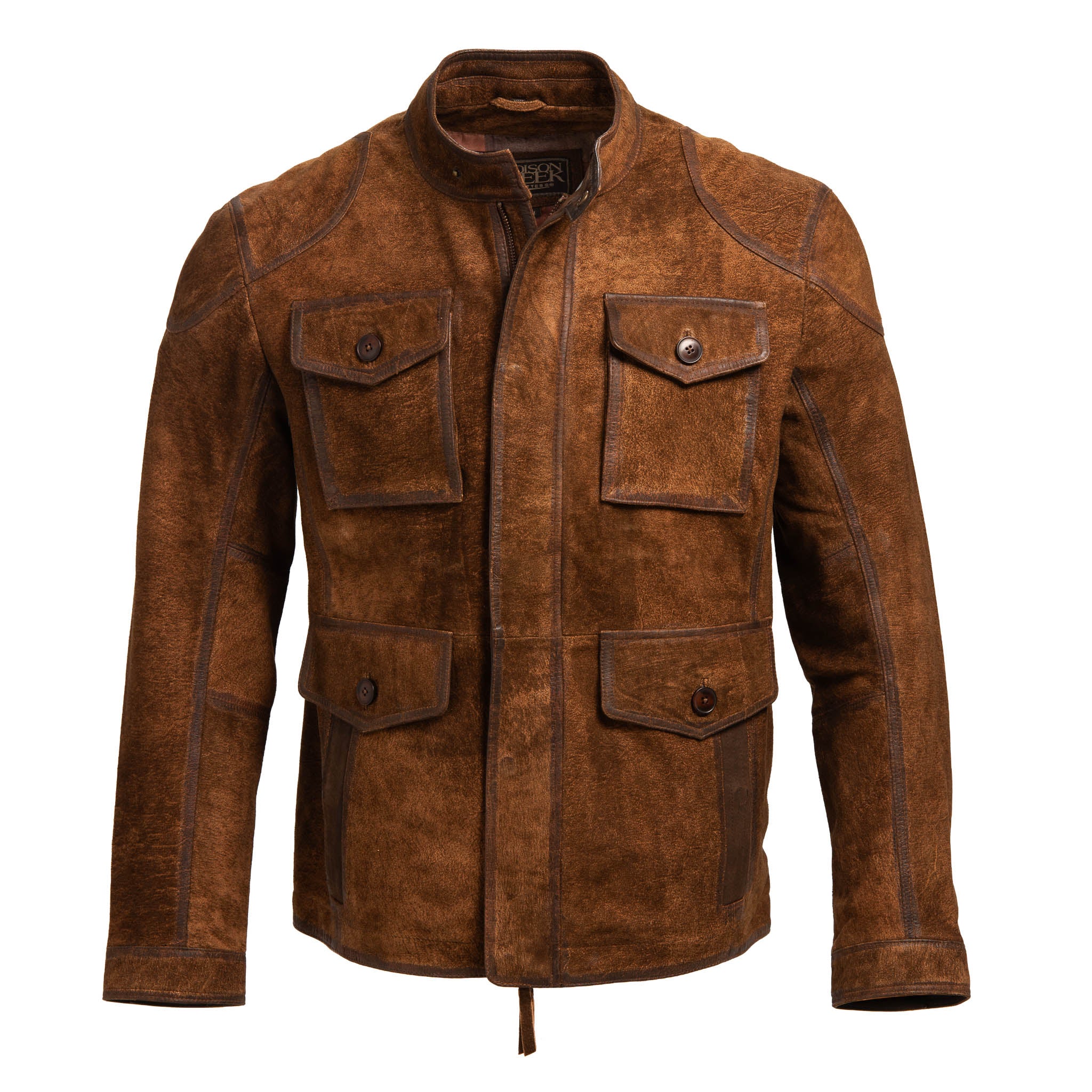 tobacco leather jacket VINTAGE EFFECT - or a motorcycle ride Tobacco Trucker Waxed Canvas Motorcycle