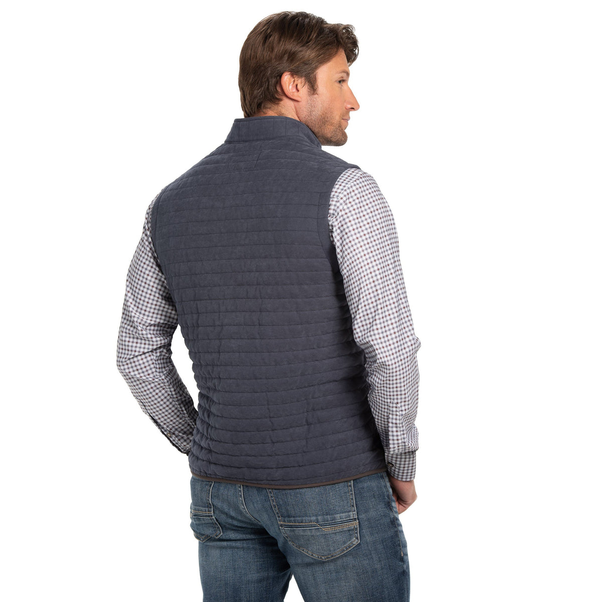 Newport Quilted Microsuede Vest - Stone