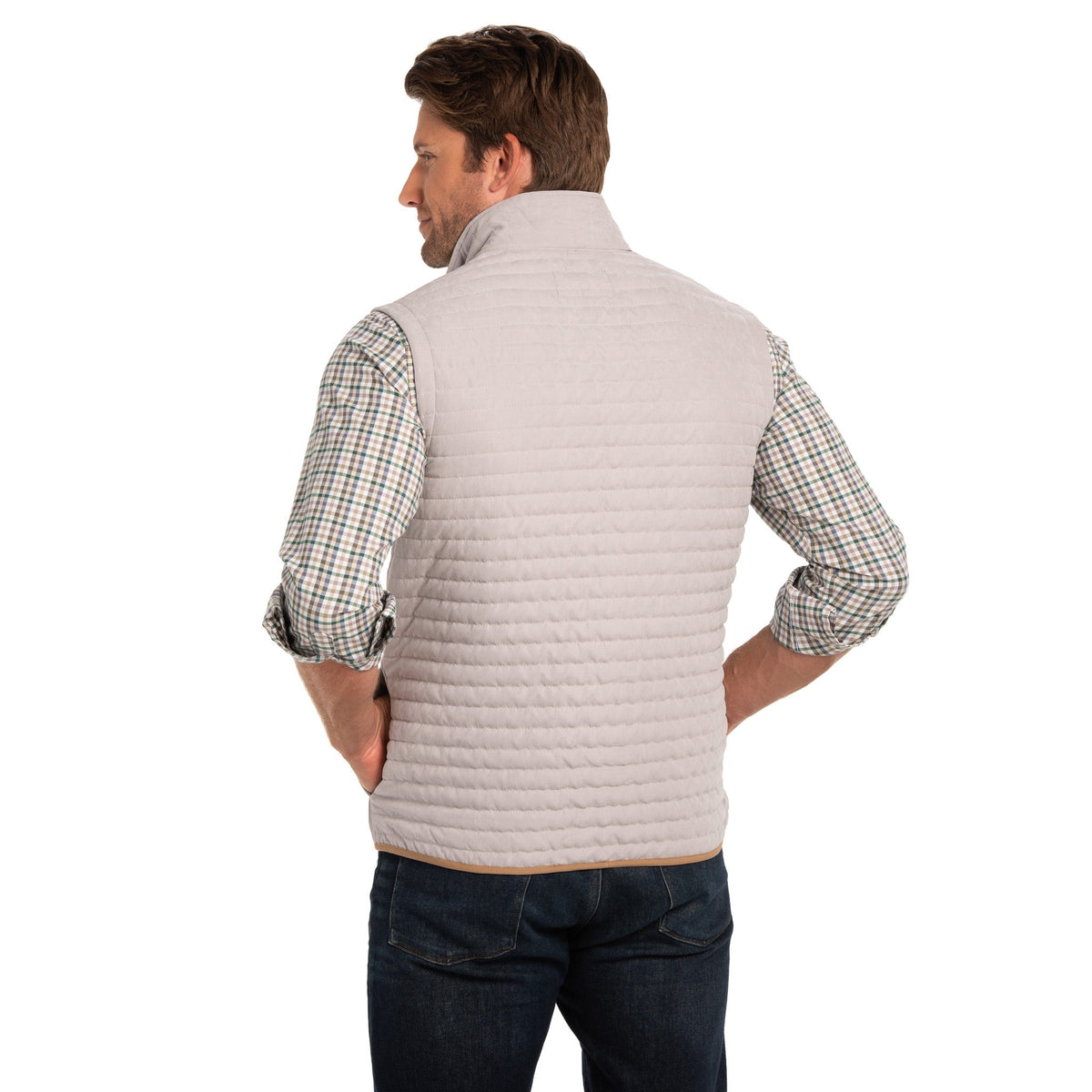 Newport Quilted Microsuede Vest - Stone