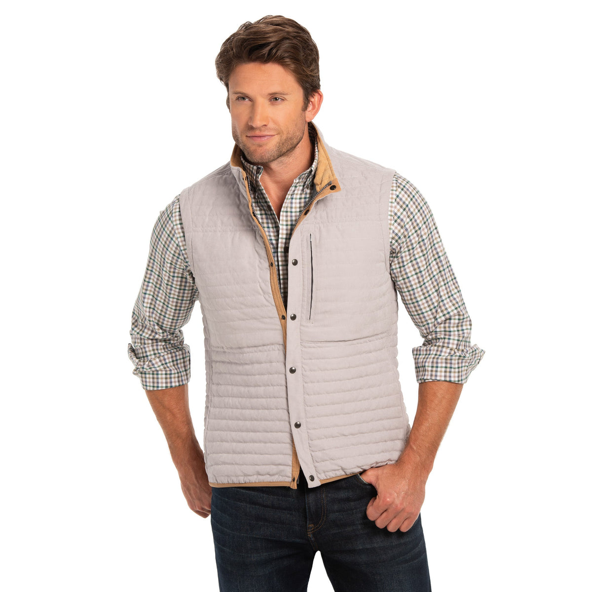 Newport Quilted Microsuede Vest - Graphite
