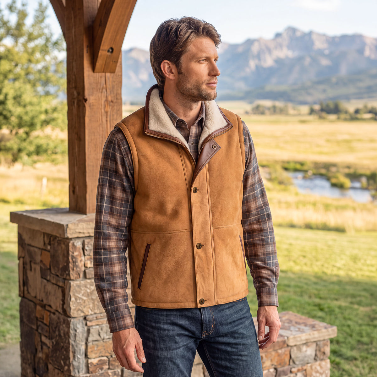 Pitkin Sheepskin Vest - Tan
