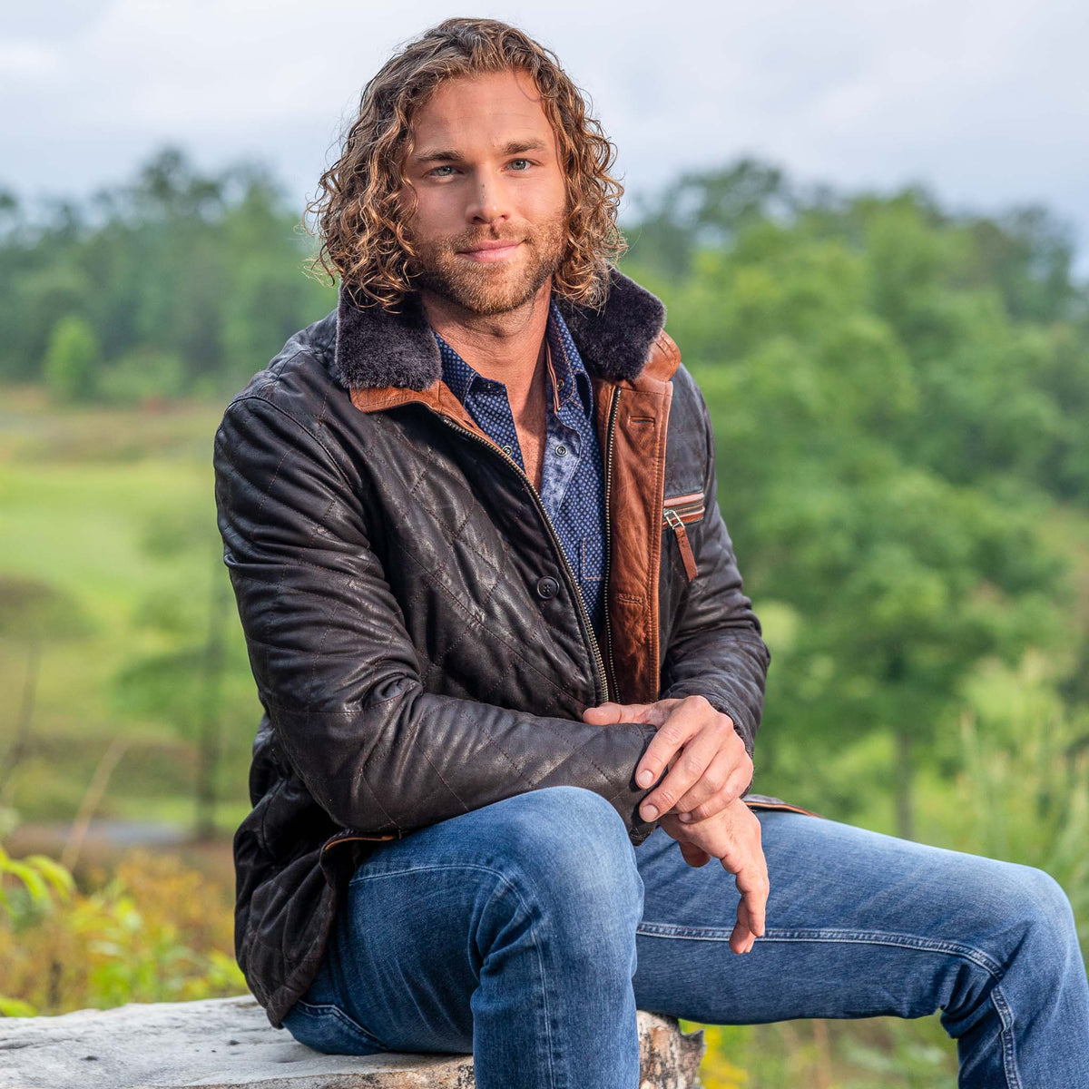 Rainier Waxed Goat Suede Leather Jacket - Chocolate