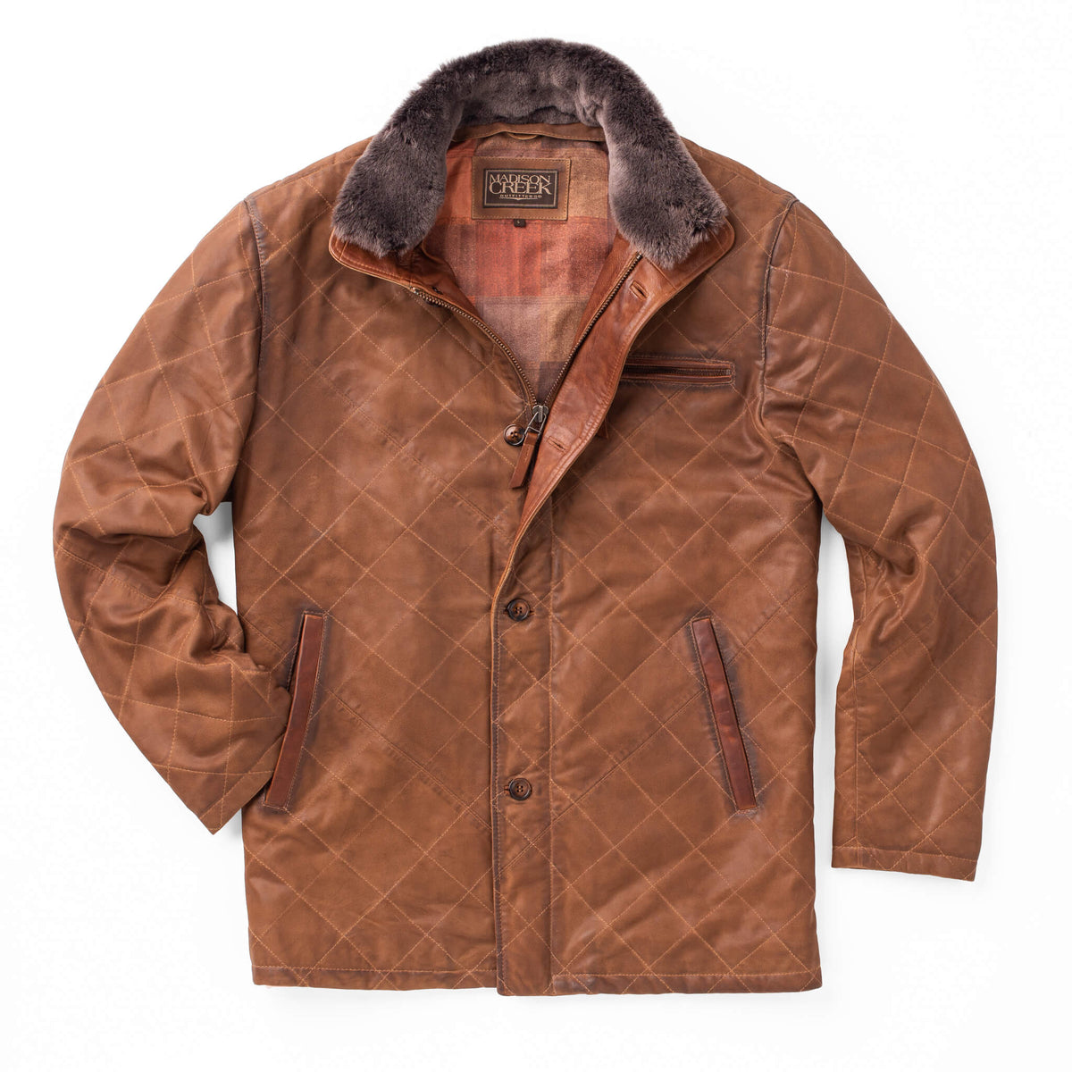 Rainier Waxed Goat Suede Leather Jacket - Chestnut