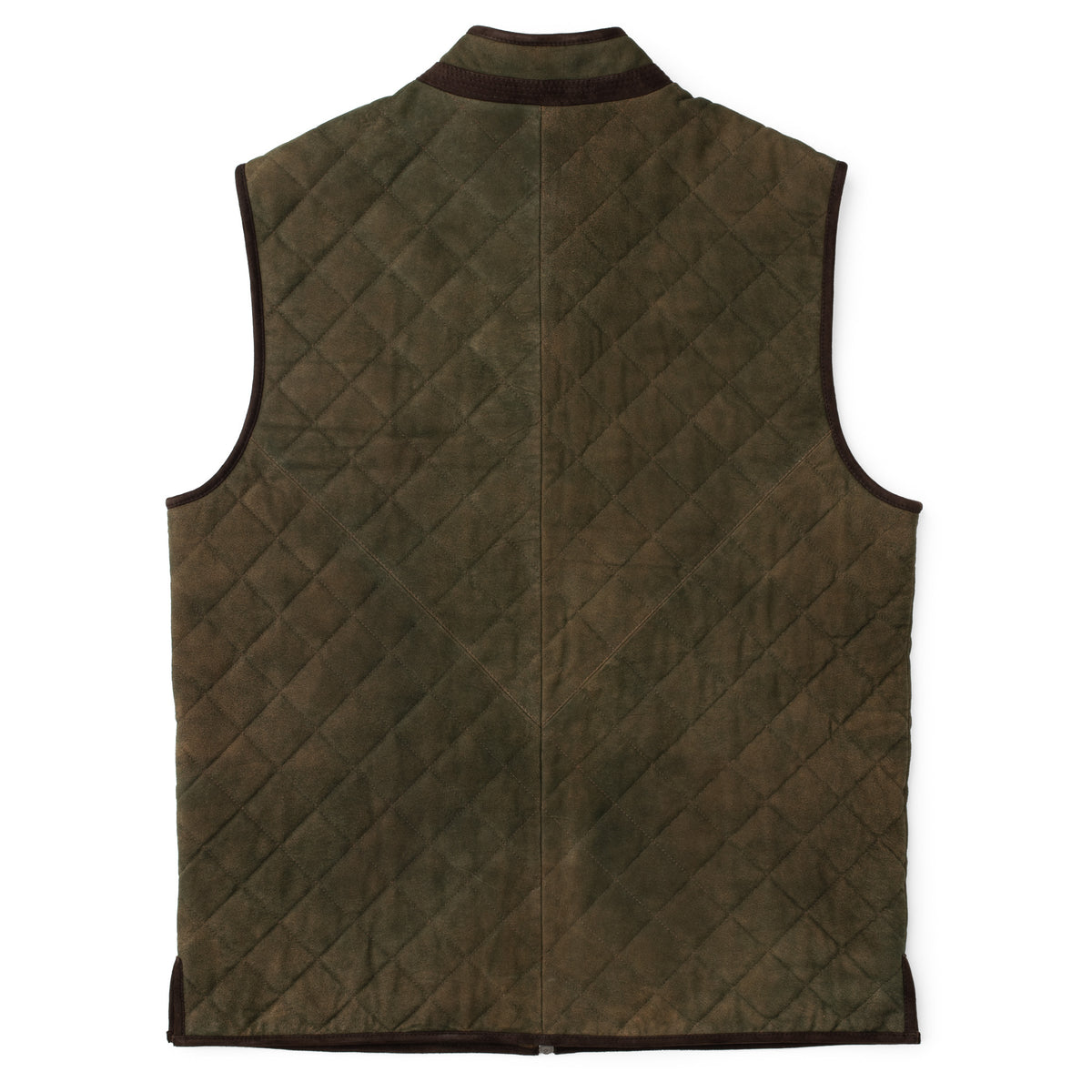Ridgeland Quilted Goat Suede Leather Vest - Dark Olive