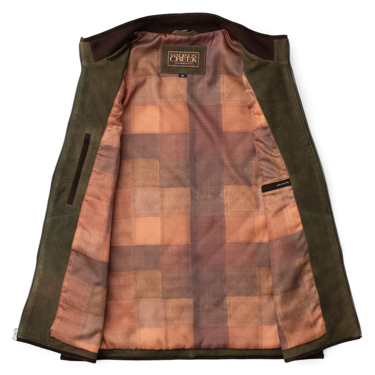 Ridgeland Quilted Goat Suede Leather Vest - Dark Olive