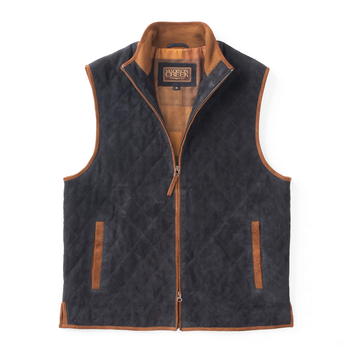 Ridgeland Quilted Goat Suede Leather Vest - Dark Navy