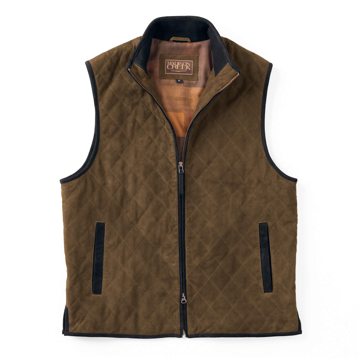 Ridgeland Quilted Goat Suede Leather Vest - Olive