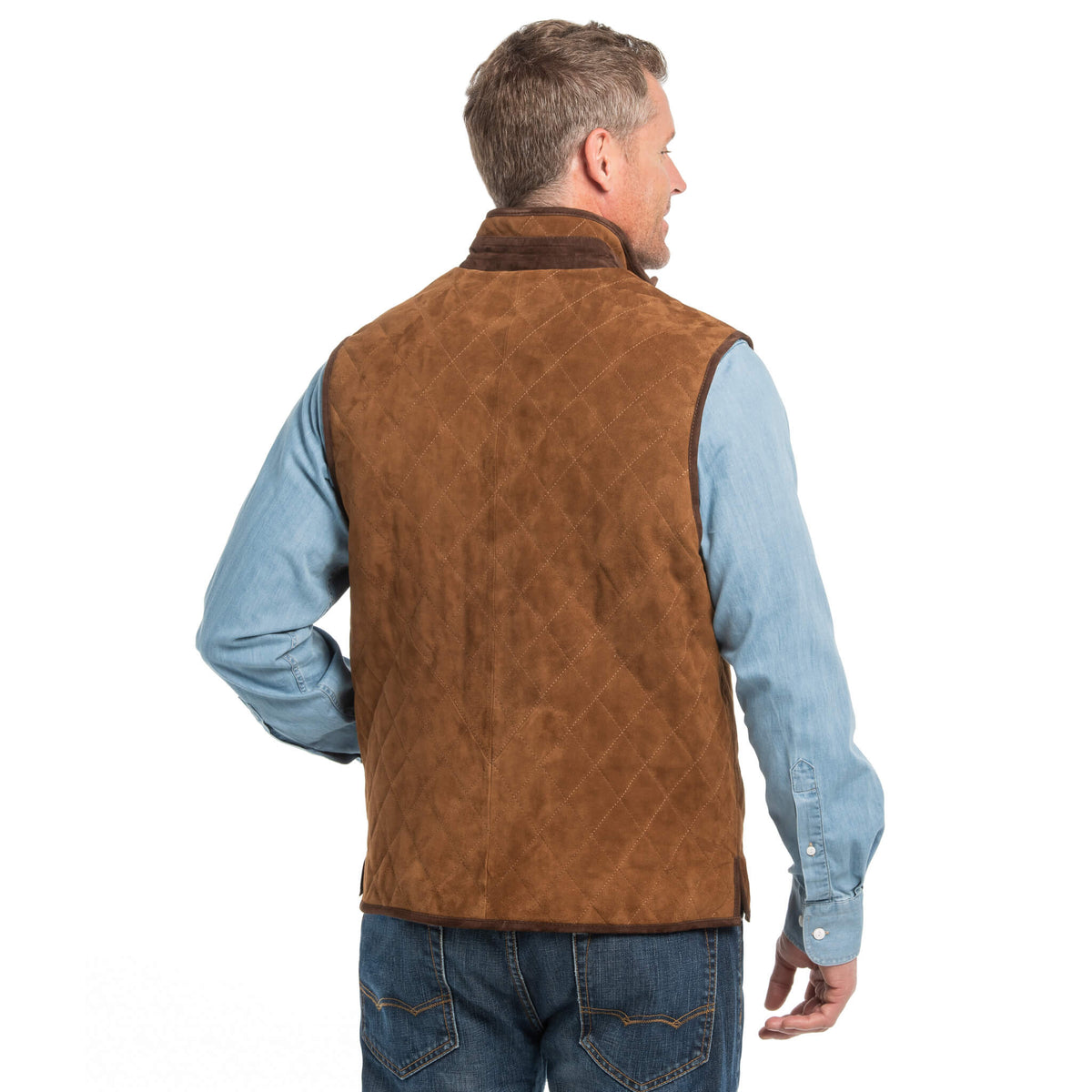 Ridgeland Quilted Goat Suede Leather Vest - Whiskey