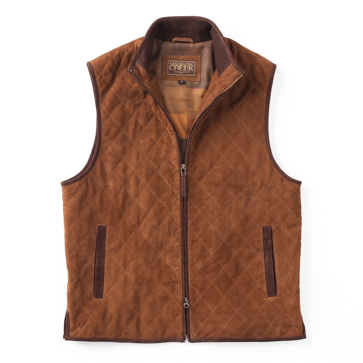 Ridgeland Quilted Goat Suede Leather Vest - Whiskey