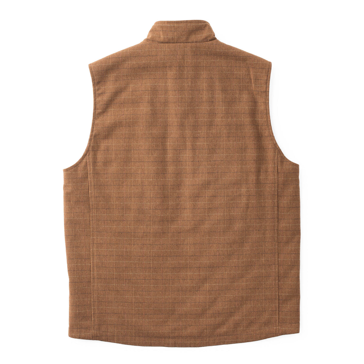 Sautee Nylon & Wool Reversible Vest - Brown Glen Plaid / Black