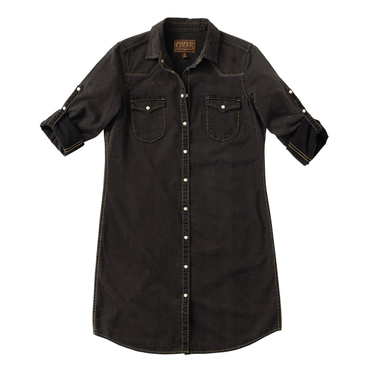 Savannah Denim Shirt Dress - Black Denim