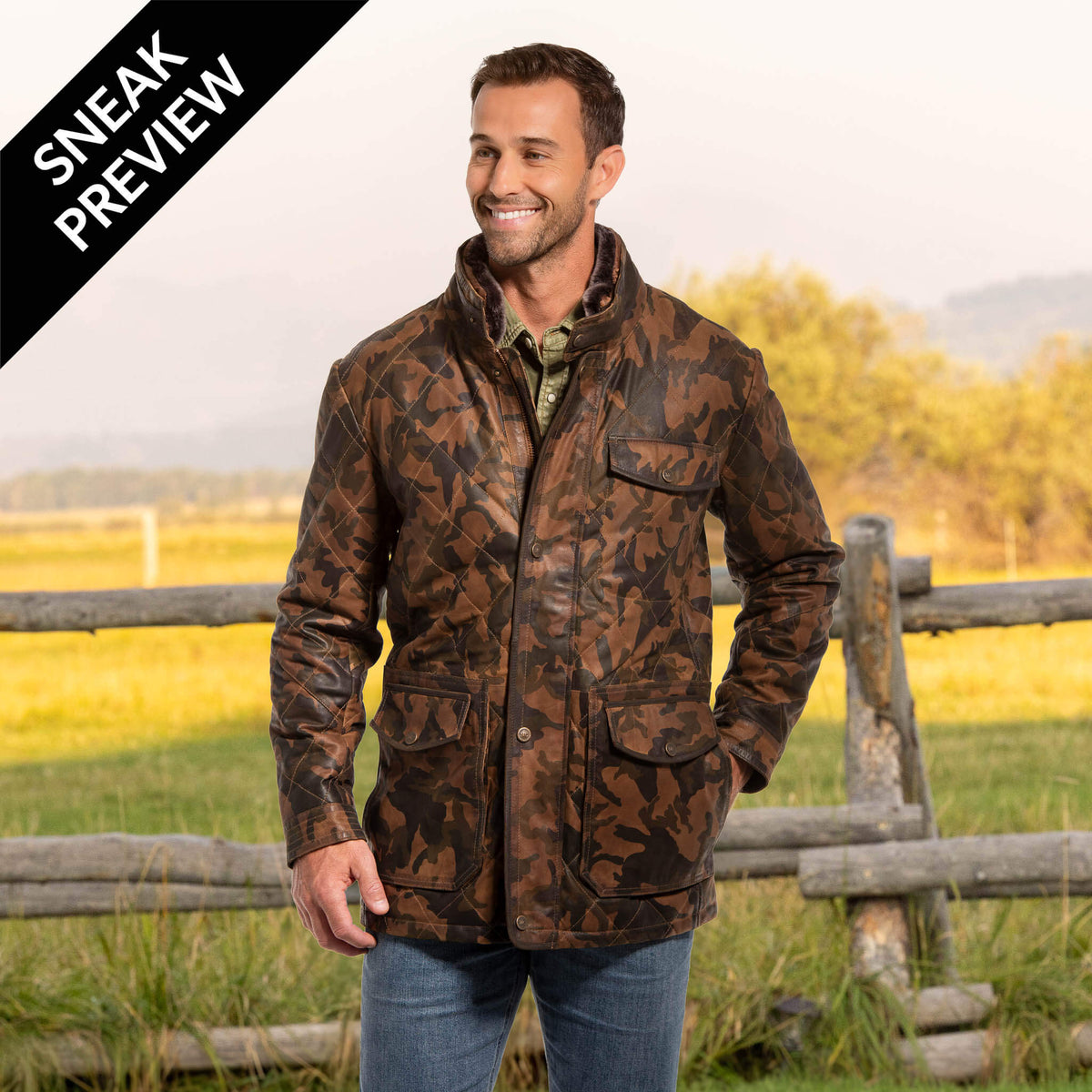 Sedona Waxed Goat Suede Leather Camo Jacket