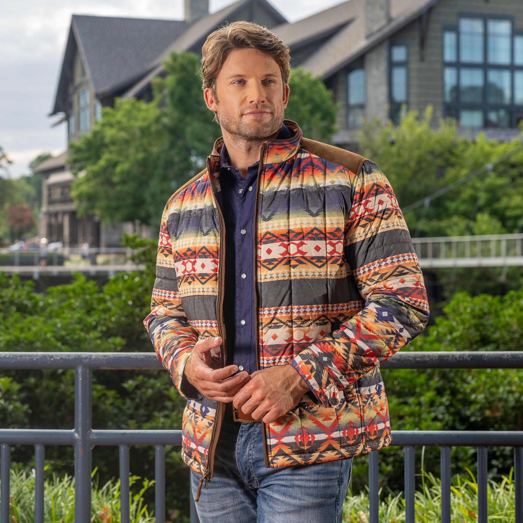 Ameri RUG PATTERN KNIT JACKET マスタード FREE Shelby Aztec Print Quilted Nylon Jacket - Madison Creek