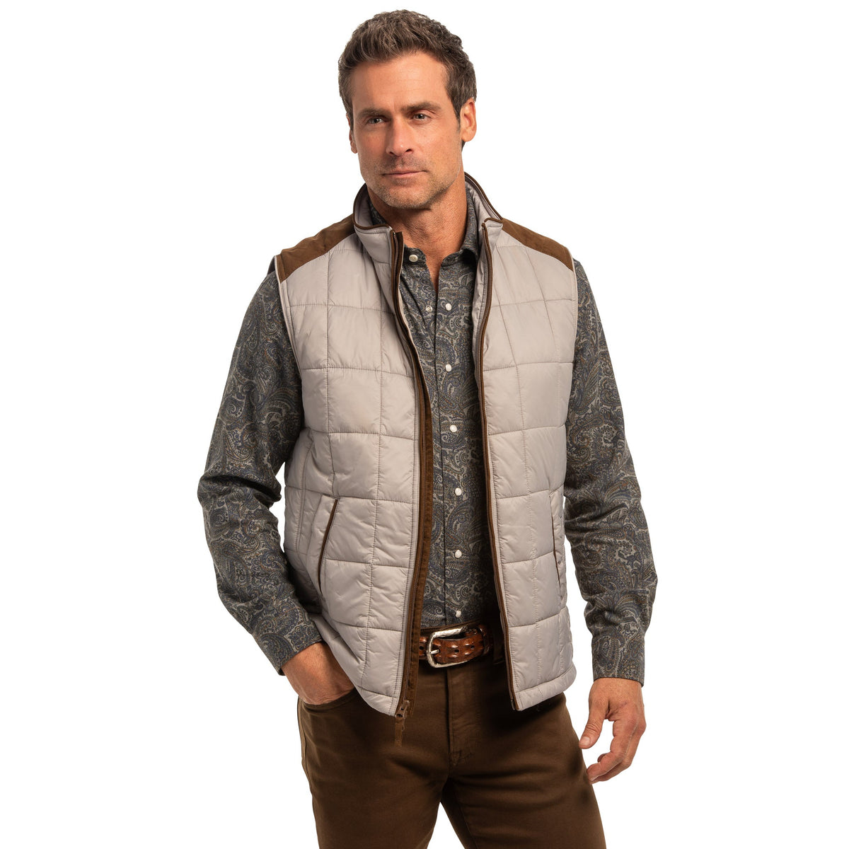 Shelby Lightweight Nylon Quilted Vest - Bark
