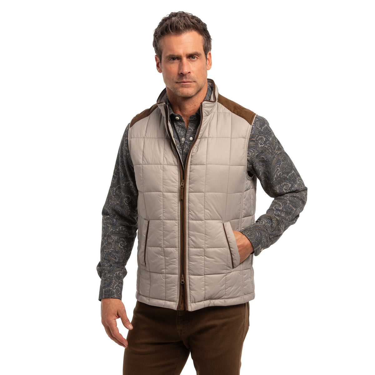 Shelby Lightweight Nylon Quilted Vest - Bark