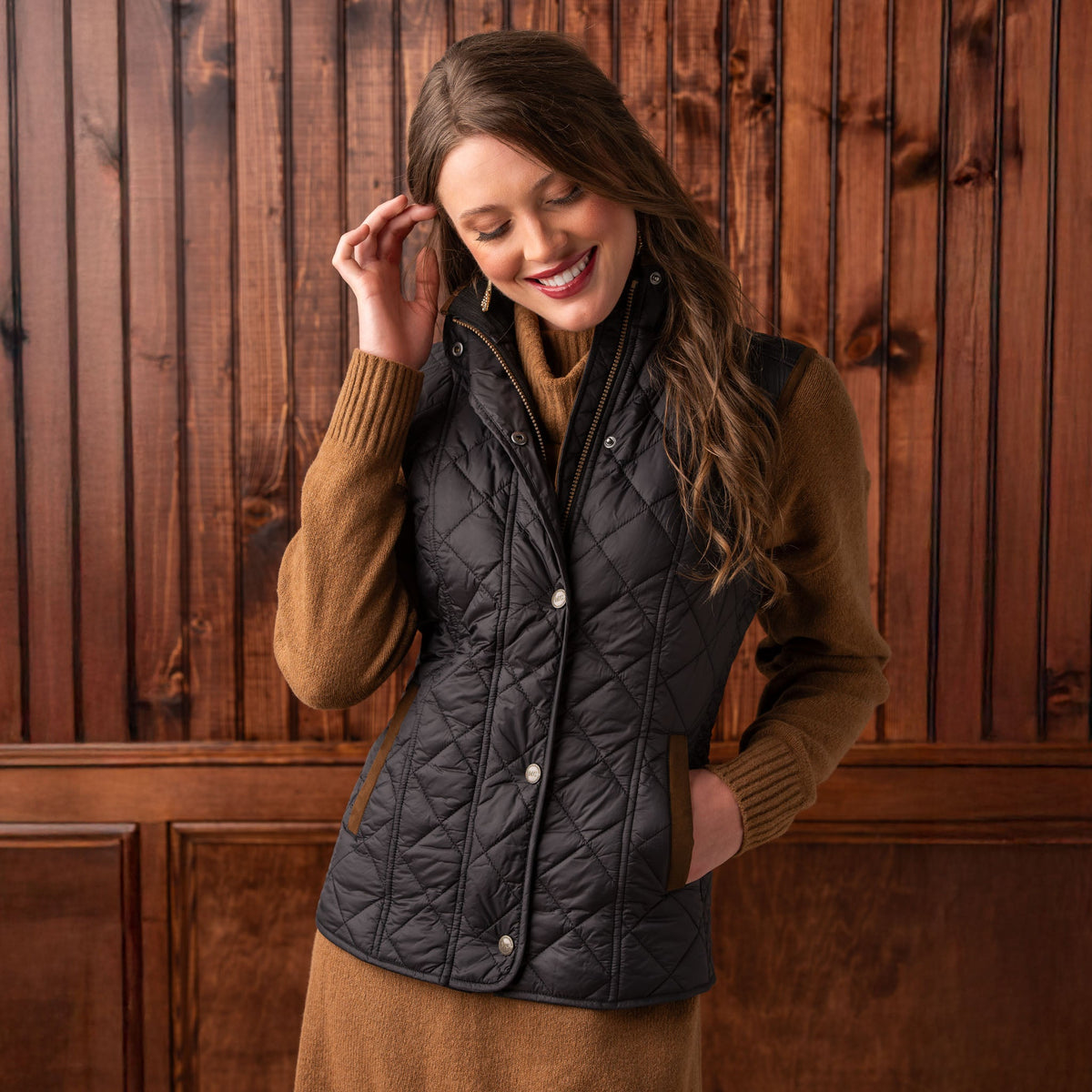 Vista Quilted Nylon Vest - Black