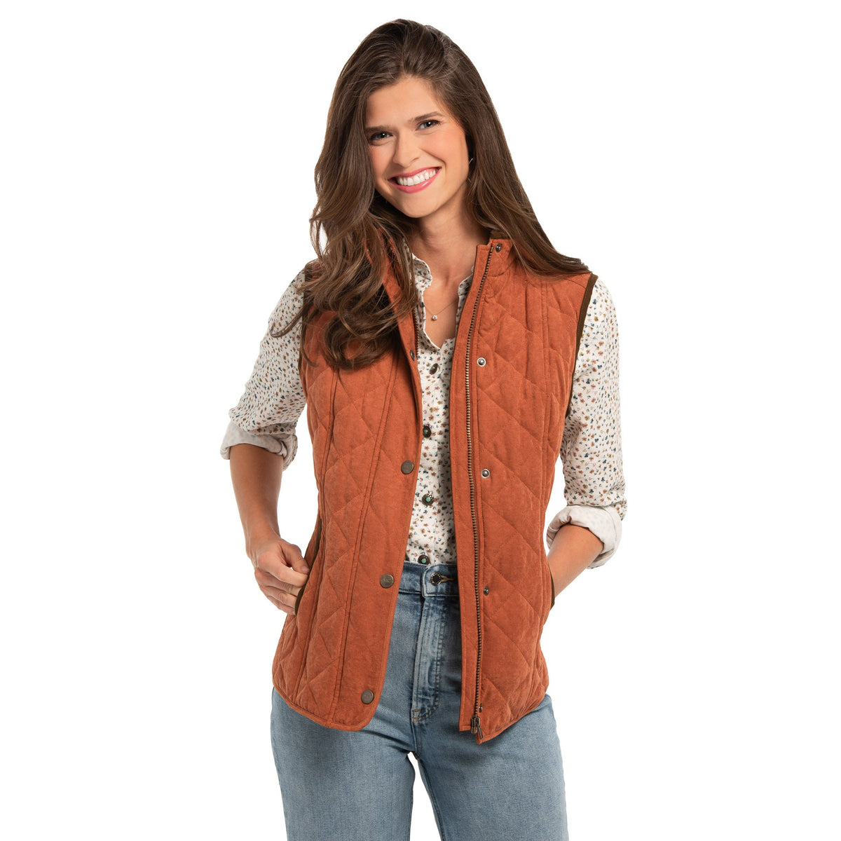Vista Quilted Microsuede Vest - Copper