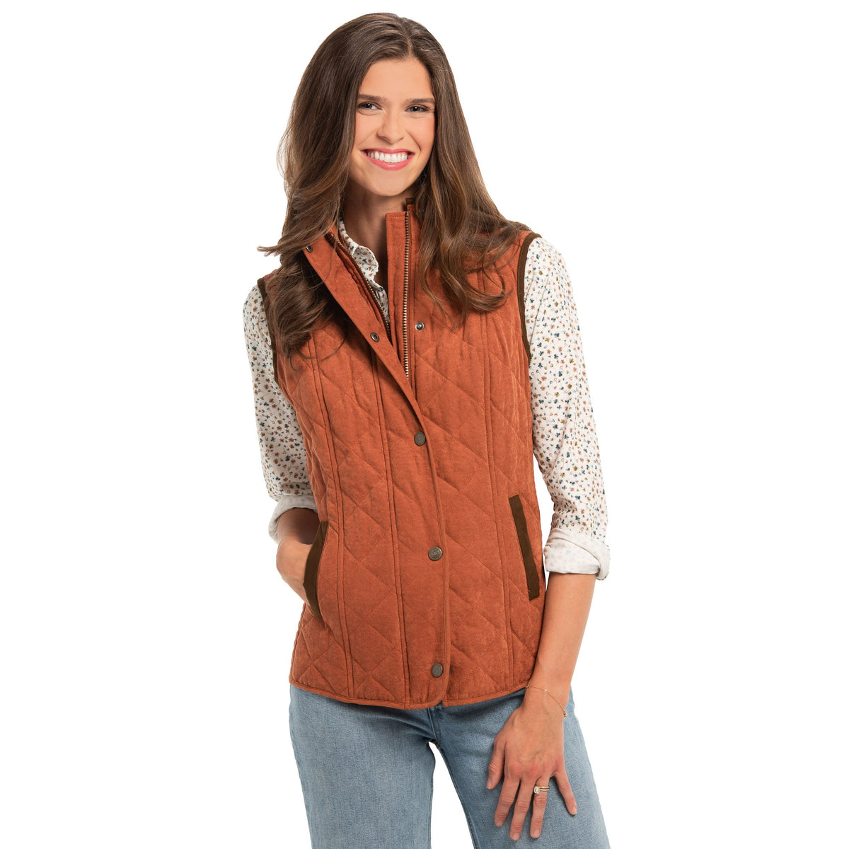 Vista Quilted Microsuede Vest - Copper