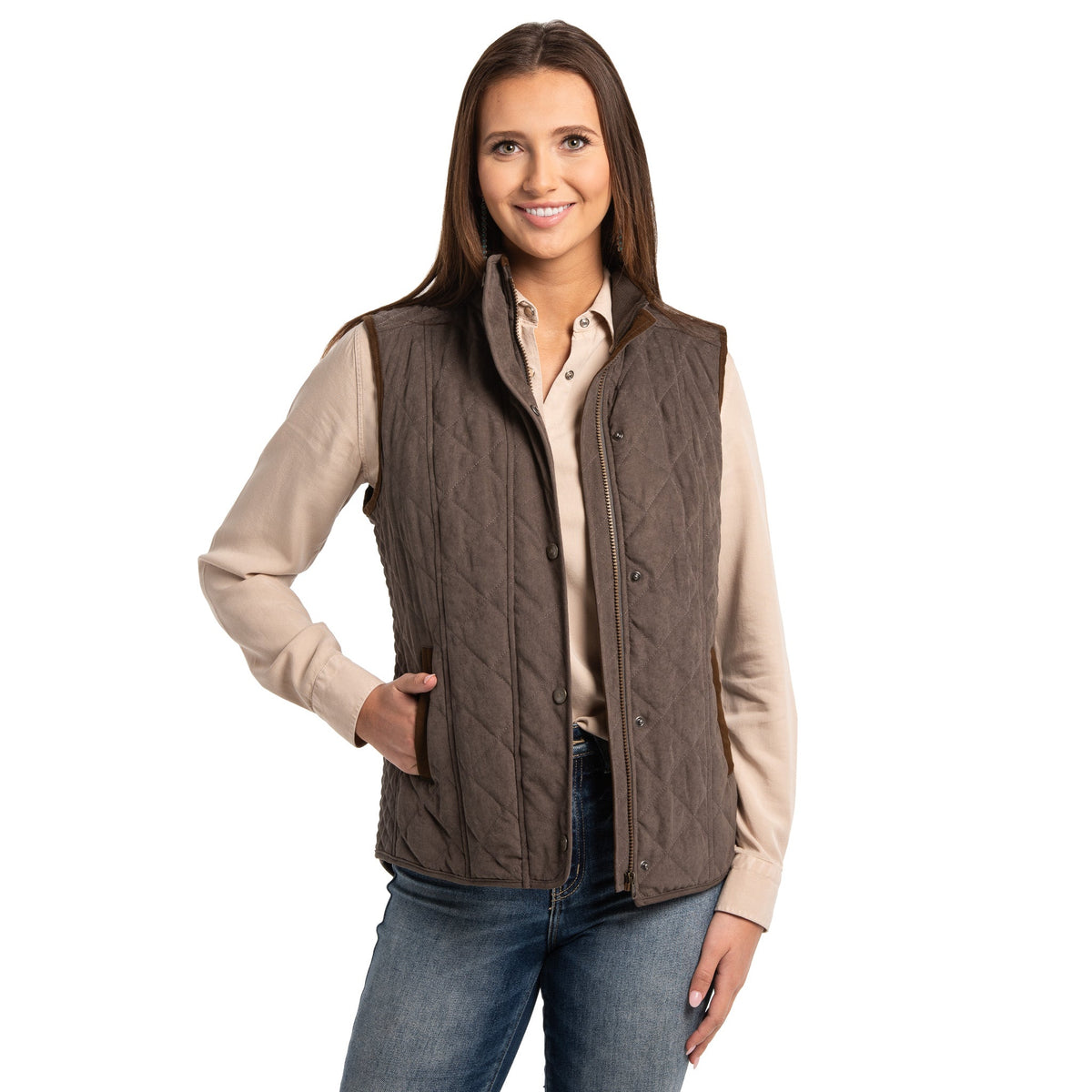 Vista Quilted Microsuede Vest - Graphite