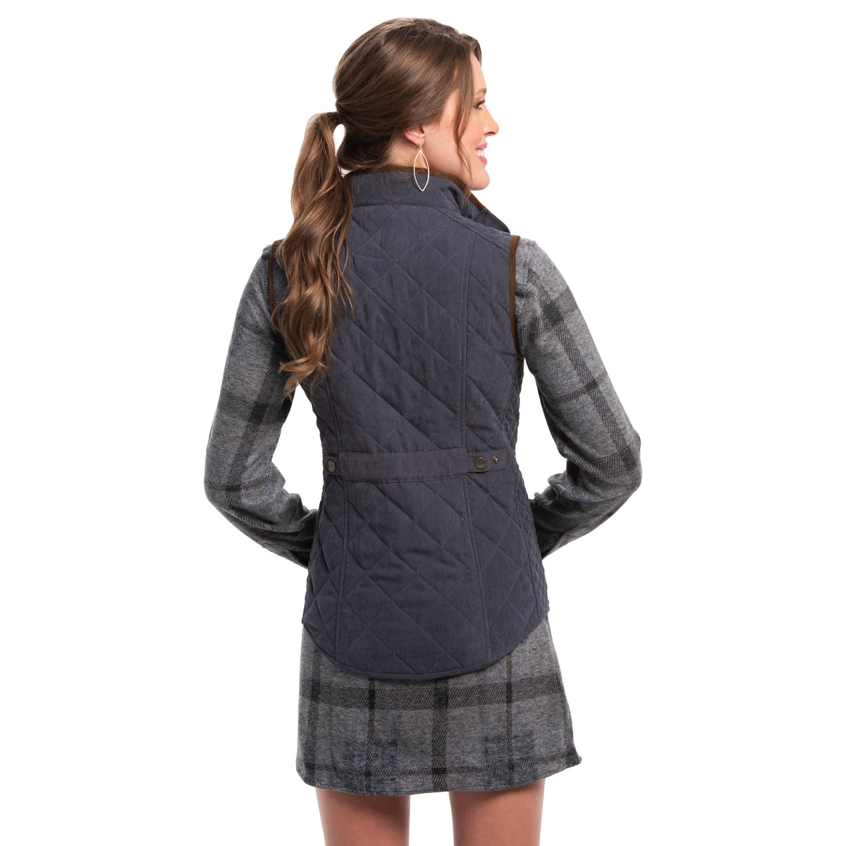 Vista Quilted Microsuede Vest - Navy