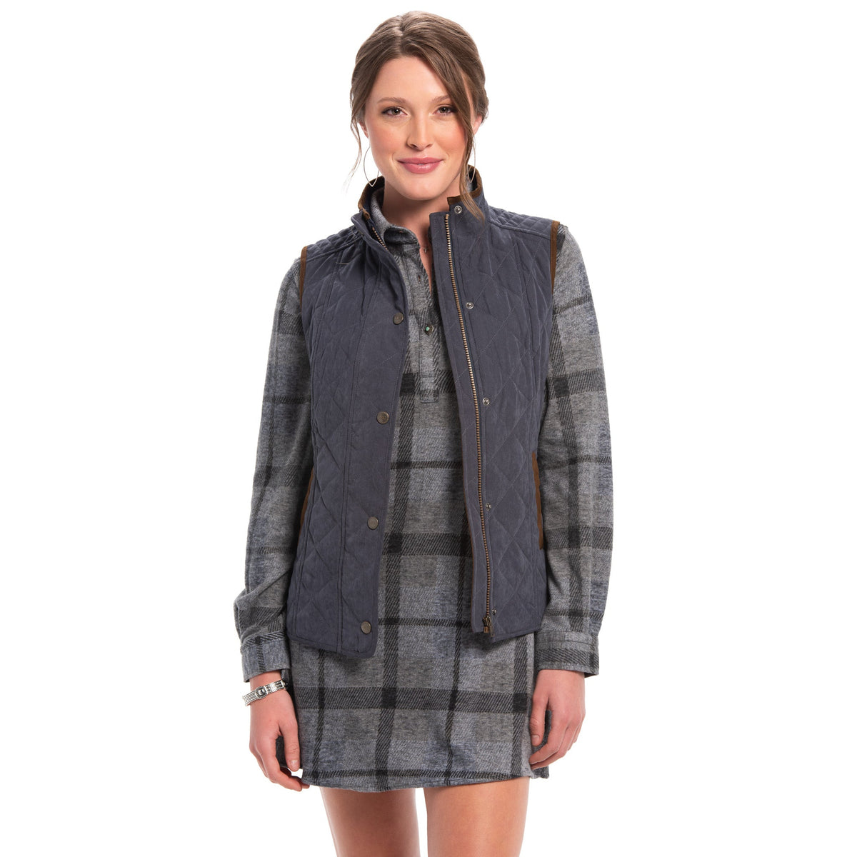 Vista Quilted Microsuede Vest - Navy