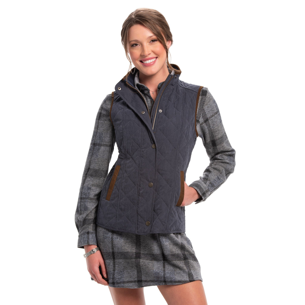 Vista Quilted Microsuede Vest - Navy