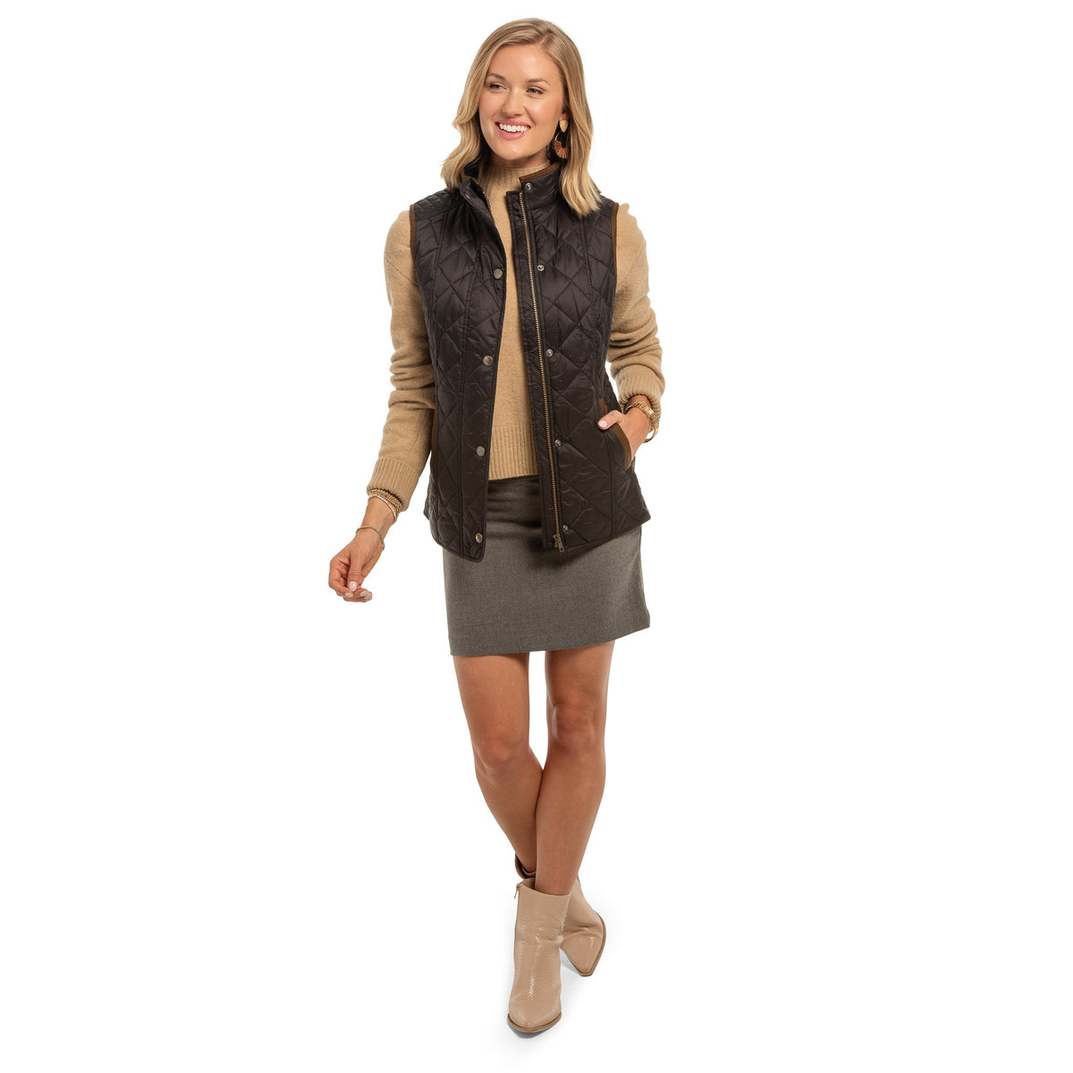 Vista Quilted Nylon Vest - Black