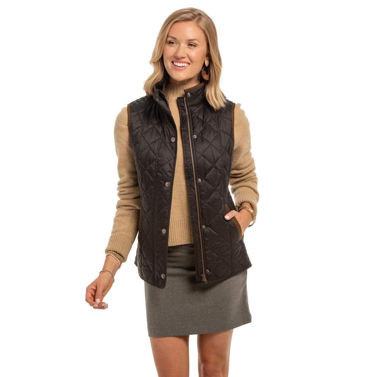 Vista Quilted Nylon Vest - Black