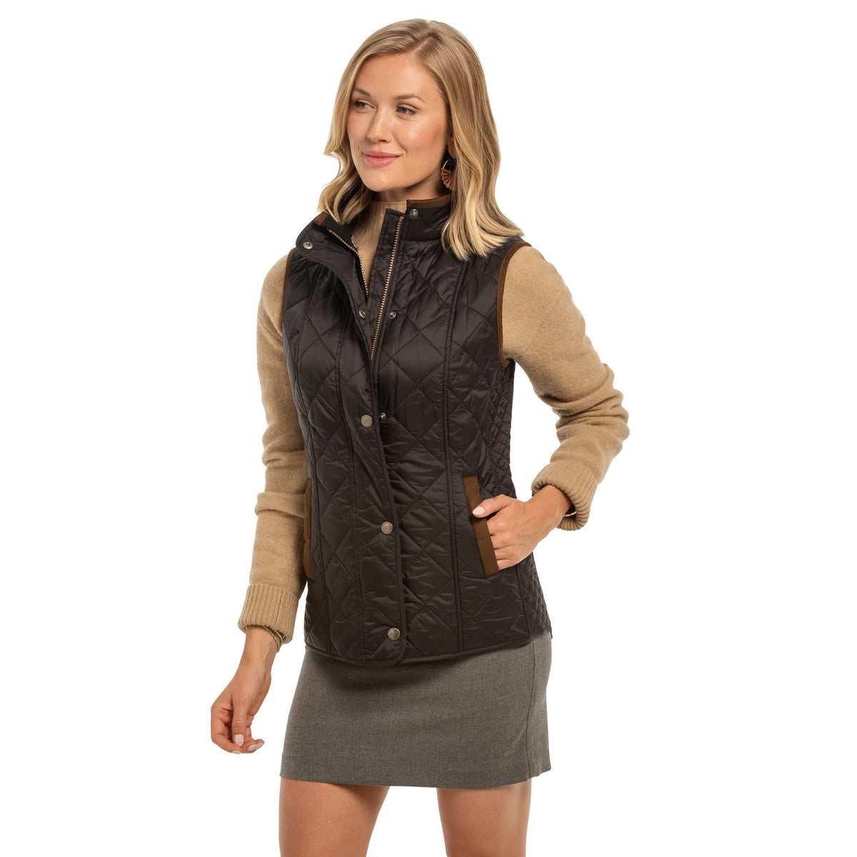 Vista Quilted Nylon Vest - Black
