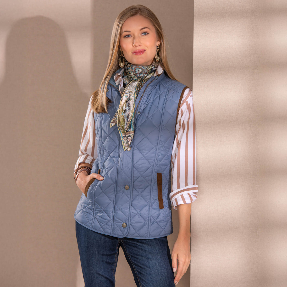 Vista Quilted Nylon Vest - Blue
