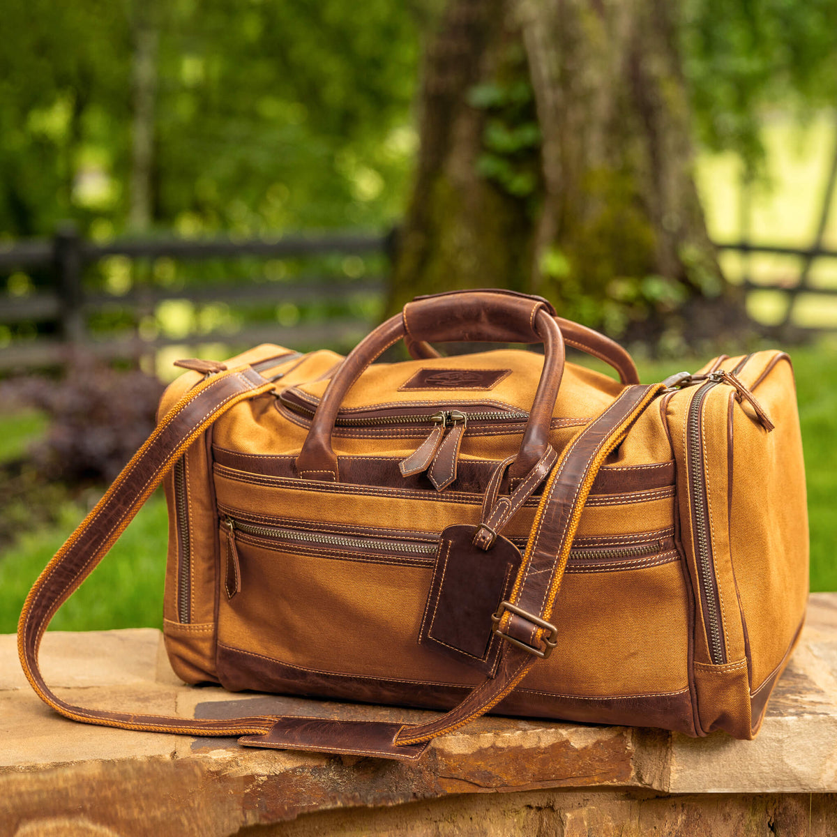 Weekender Leather Trimmed Canvas Duffle Bag