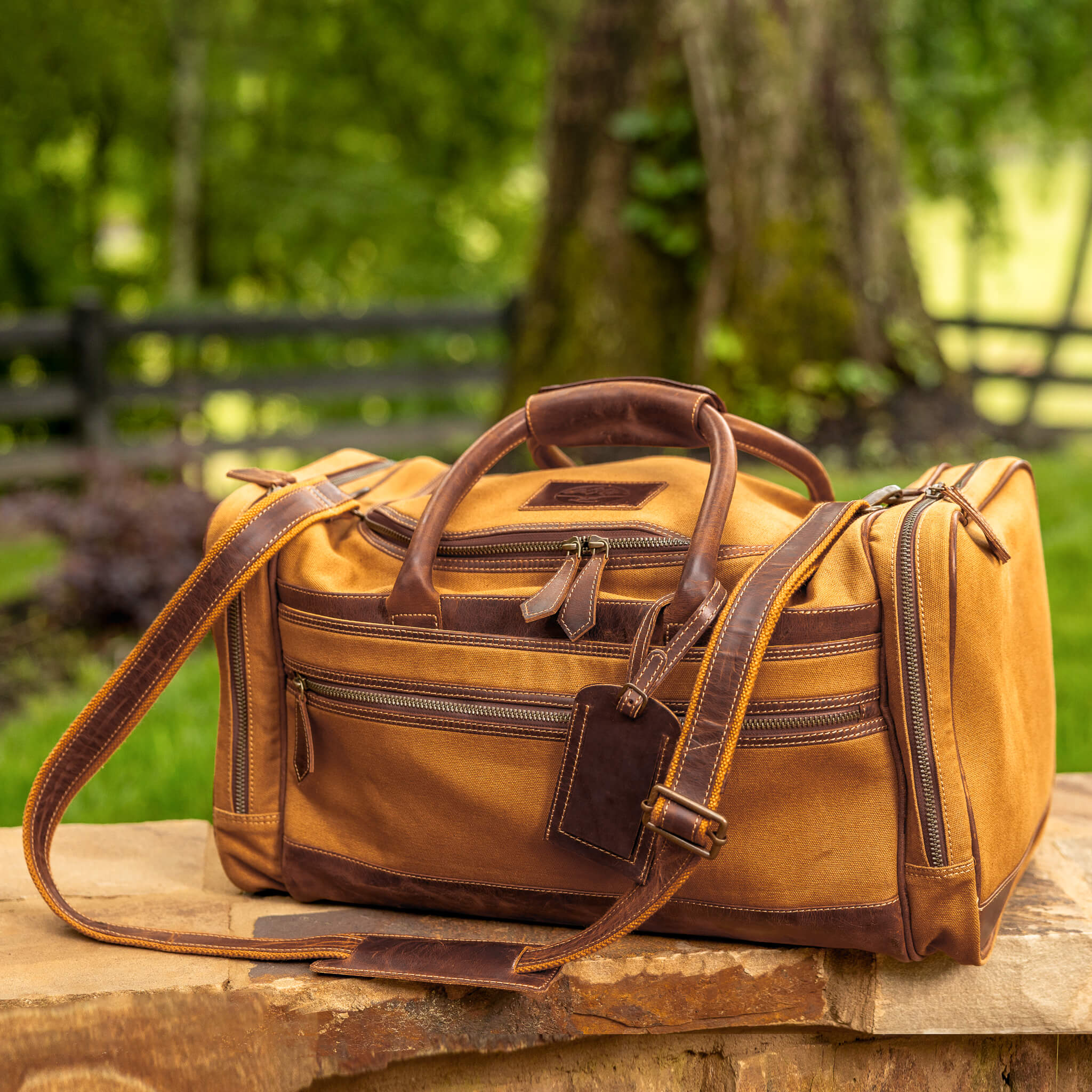 Leather trim duffle bag Clearance