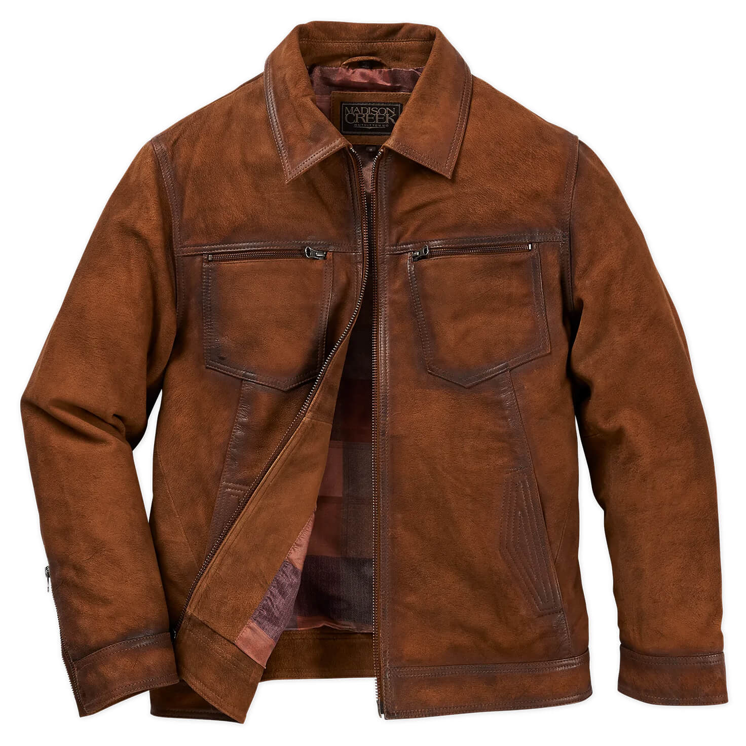 Men's Brown Suede Leather Jacket Slim fit Biker Motorcycle Jacket - FL111 |  eBay